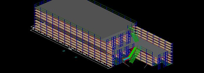 Steel warehouse mezzanine floor and work platform