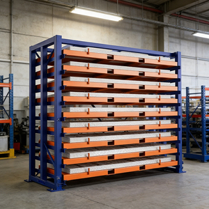 High-Capacity Vertical Sheet Metal Rack Forklift Compatible Roll Out Tray
