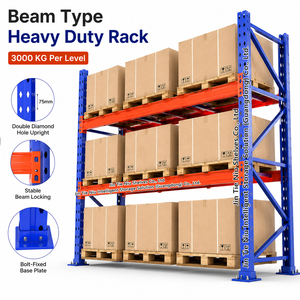 3000KG 2 Beam Levels Heavy Duty Powder Coated Pallet Racking